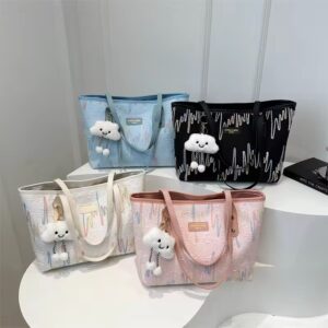 Tote Bag with Cute Plush Keychain