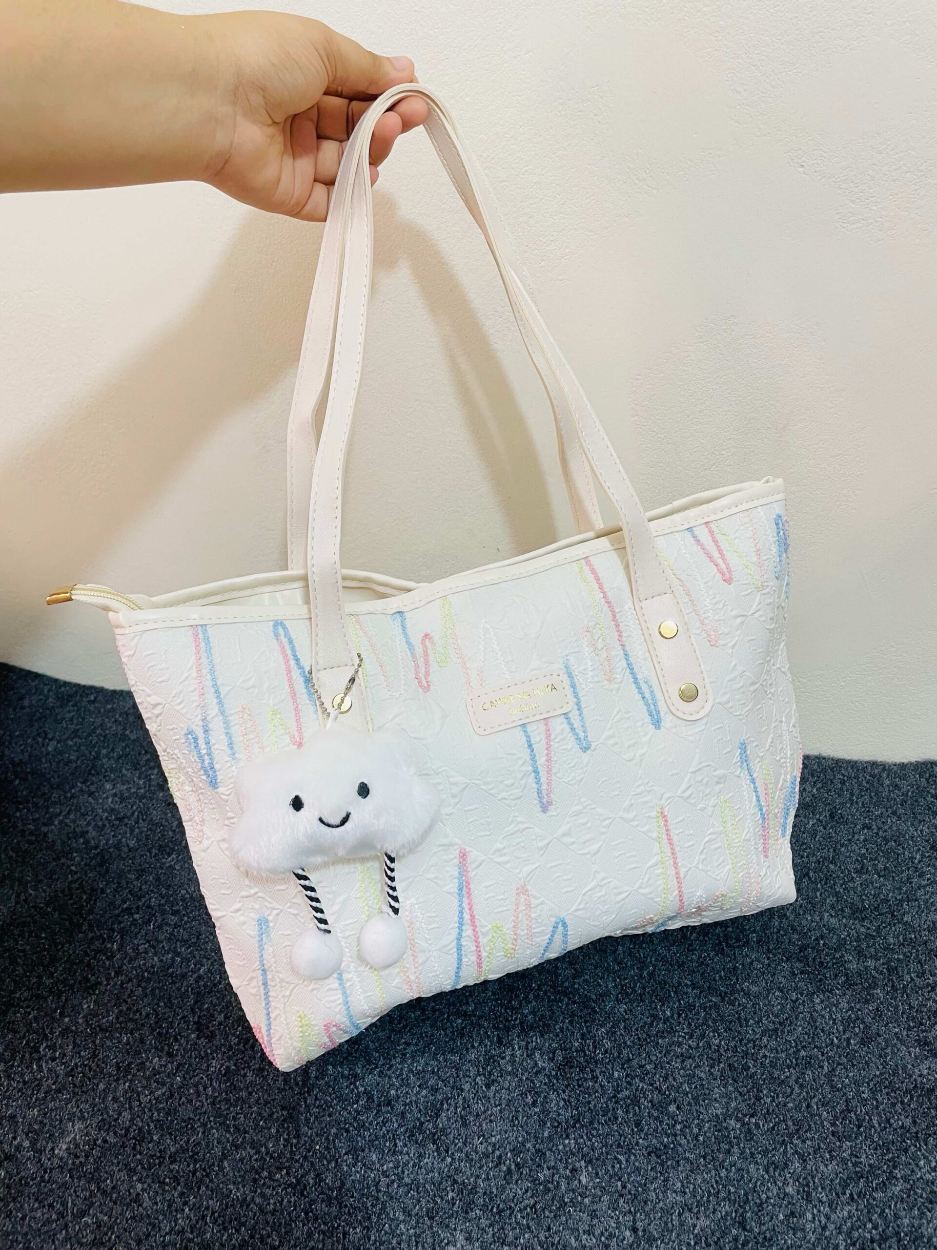 Tote Bag with Cute Plush Keychain - Image 4
