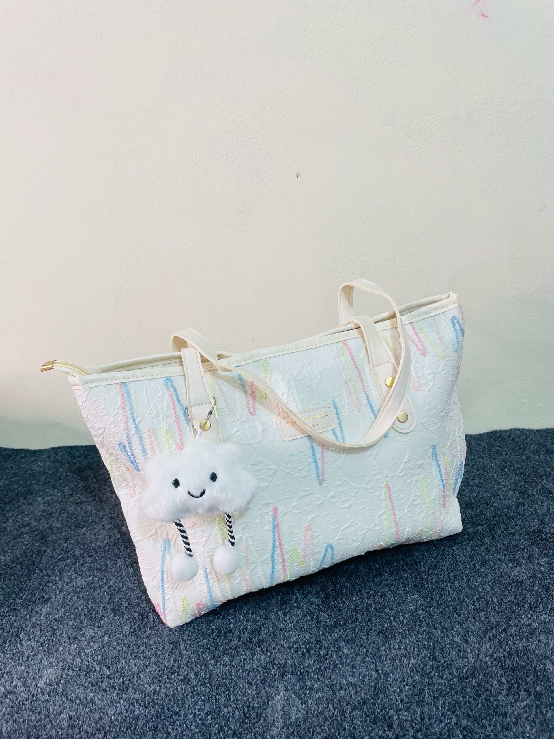 Tote Bag with Cute Plush Keychain - Image 3